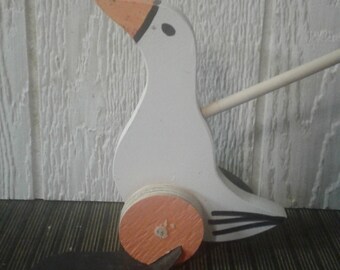 White Goose Wooden Push/Flapper Toy