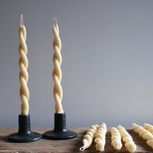 Beeswax Taper Candle Twisted Beeswax Candle Dinner Candle Etsy
