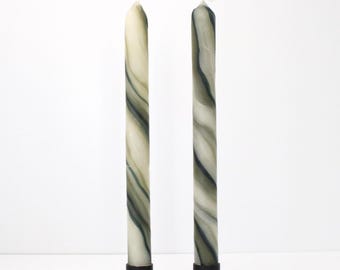 Marbled Beeswax Tapers Vibrant Indigo
