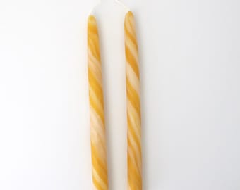 Marbled Beeswax Tapers Natural