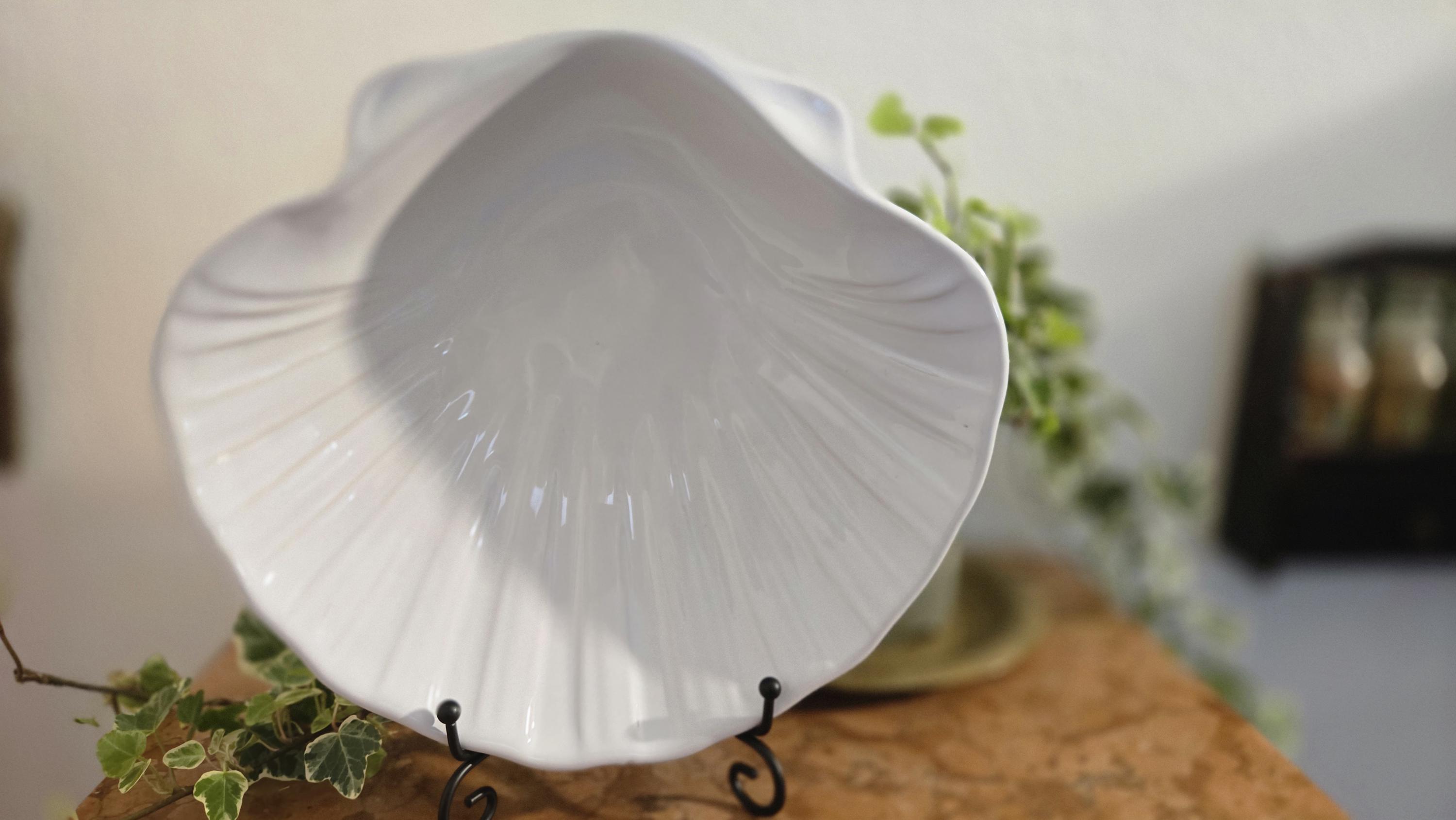 Lot De 2 Plats à Four Vintage Emile Henry, Forme Coquillage, Céramique Blanche