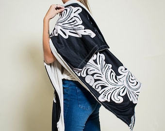 Women’s Handmade Cape Poncho Hand Printed Coat