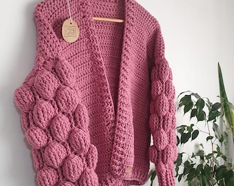 Handmade Women’s Wool Cardigan Hand Knit Crochet