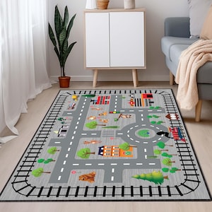 Tapete de trânsito para crianças, tapete para crianças City Road, tapete para mapa de trânsito para carros, tapete para quarto de crianças, decoração para quarto de crianças, tapete para berçário