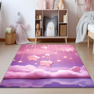 Pink Rug, Kids Room Rug, Girl Rugs, Custom Rug, Area Rug, Washable Rug, Small Rug, Minimalist Rug, Gift For Her, Indoor Rug, Kids Room Decor