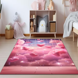 Pink Rug, Kids Room Rug, Girl Rug, Custom Rug, Area Rug, Washable Rug, Small Rug, Minimalist Rug, Gift For Her, Indoor Rug, Kids Room Decor