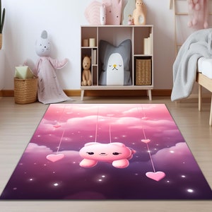 Pink Rug, Kids Room Rug, Girl Rug, Custom Rug, Area Rug, Washable Rug, Small Rug, Minimalist Rug, Gift For Her, Indoor Rug, Kids Room Decor