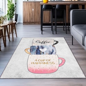 Coffee Patterned Rug,Coffee Cup Rug,Coffee Time Rug,Coffee Rug,Personalized Kitchen Rug,Popular Rug, Minimalist Rug,Machine Washable Carpet