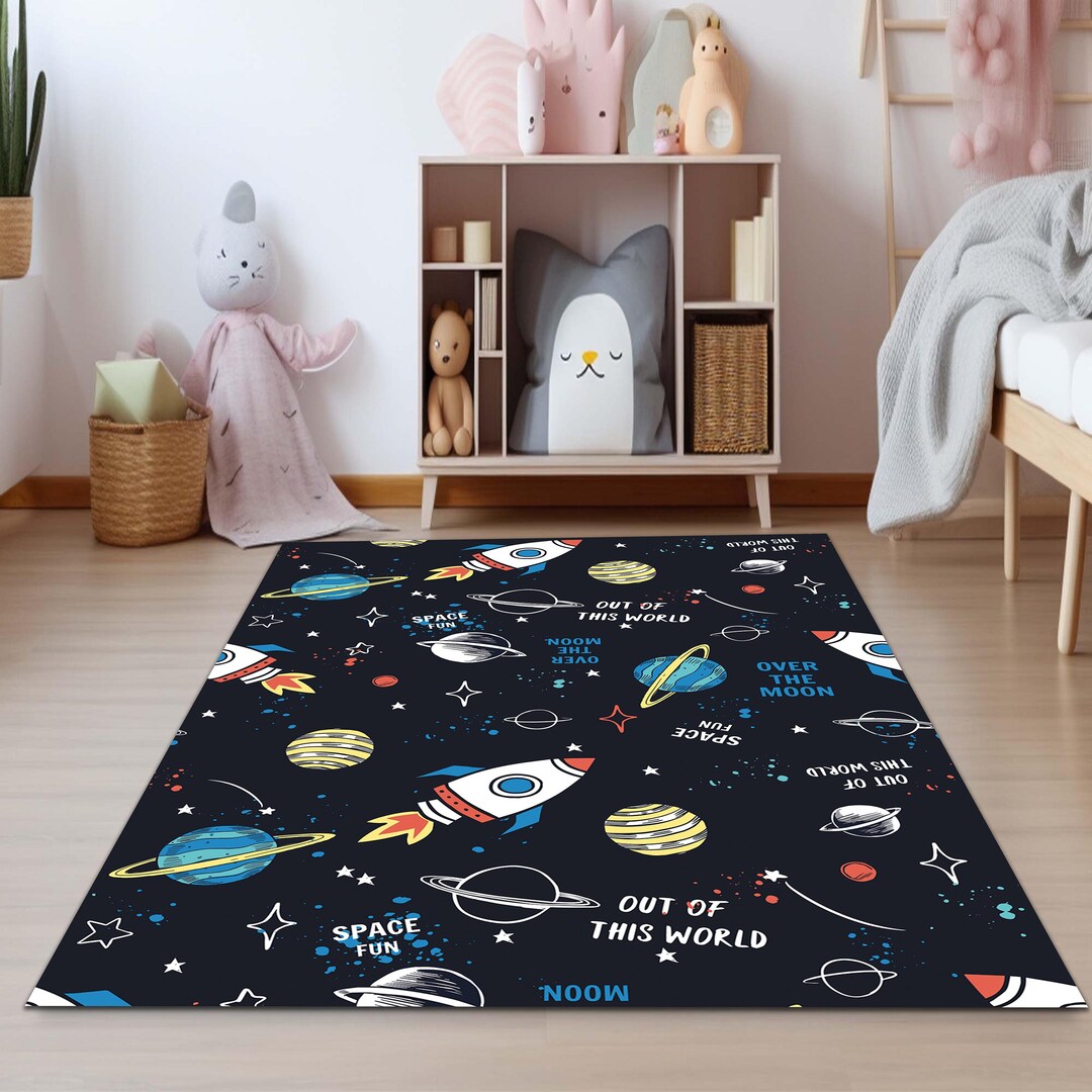 Galaxy Planets Rug: Abstract Space Carpet, Custom Sizes - Etsy