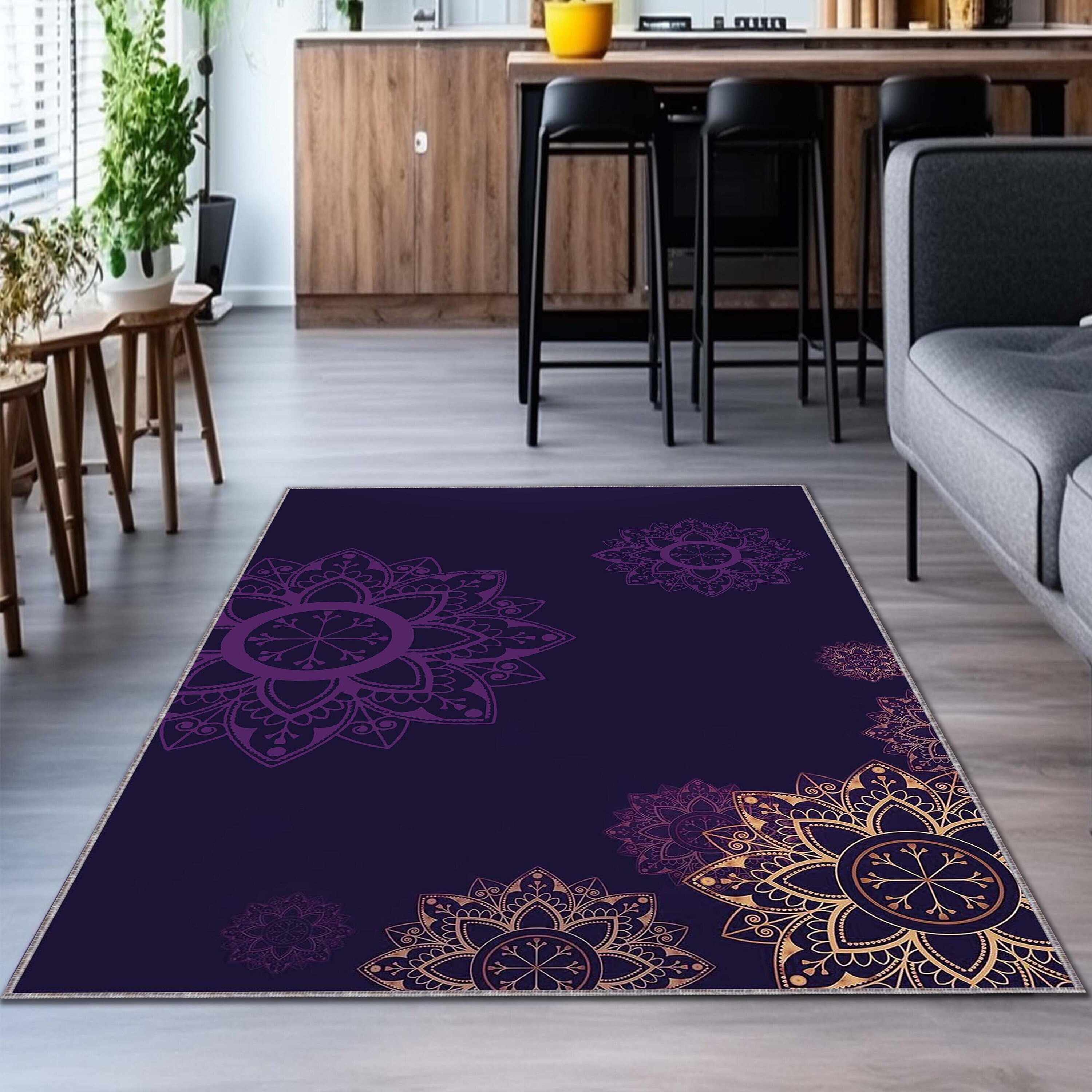Purple Mandala Rug, Design Rug, Living Room Rug, Large Rug