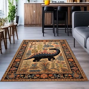 Art Deco Dinosaur Rug: Vintage Nursery Decor