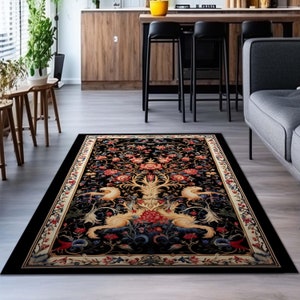 Fantasy Inspired Area Rug, Dark Academia Gothic Book Nook Decor Rug ,Fairycore Bedroom Magical Dragon Aesthetic Maximalist Rug For Game Room