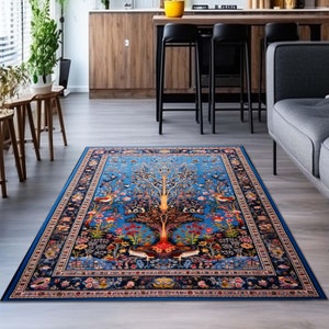 Blue Persian Rug 8x10, Blue Kilim Rug 8x10, Oriental Vintage Blue Rug, Bessarabian Kilim, Custom Sized Blue Rug, Animal Patterned Blue Rug