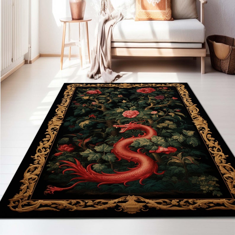 Dragon Area Rug: Gothic Dark Academia Book Nook Decor - Etsy