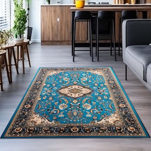 Blue Persian Rug 8x10, Blue Kilim Rug 8x10, Oriental Vintage Blue Rug, Bessarabian Kilim, Custom Sized Blue Rug, Animal Patterned Blue Rug