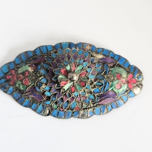 antique king fisher feather brooch