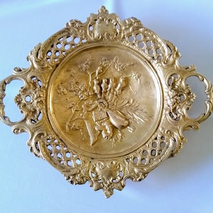 Antique Ornate Heavy Bronze Centerpiece Bowl Boroque