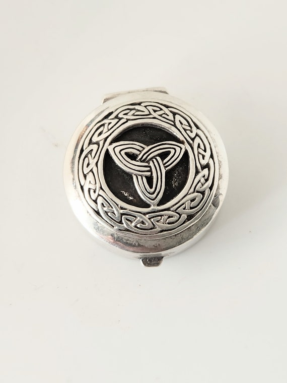 Vintage Sterling Silver Pill Box Celtic Knot