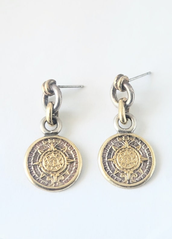 vintage sterling silver Mexican earrings with gold