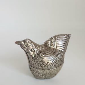 vintage silver chicken box cambodian betel figural