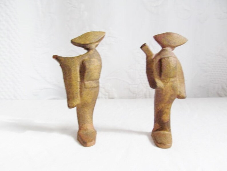 Pair Cast Metal Japanese Figurines Japan Musicians Etsy