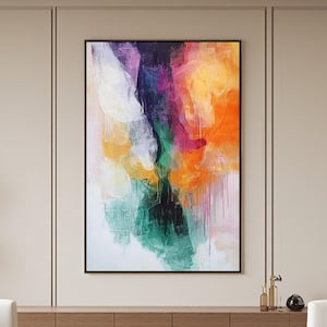 Original Vibrant Abstract Oil Painting, Large Textured Palette Knife Canvas Art, Colorful Modern Wall Art, Dynamic Living Room Wall Decor