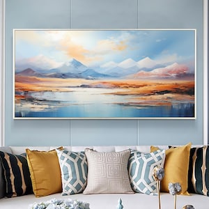 Large Original Mountains Landscape Oil Painting on Canvas, Custom Natural Scenery Painting, Modern Mountain Wall Art, Living Room Wall Decor