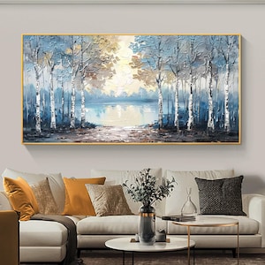 Abstrakte Ölgemälde auf Leinwand, Original Landschaftsmalerei, große bunte Baum strukturierte Wandkunst, Wohnzimmer Wandkunst Dekor