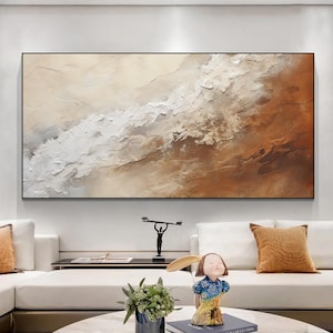 Original Hand-painted Beach Canvas Oil Painting, Abstract Ocean Textured Art, Large Wave Landscape Painting, Boho Home Decor For Living Room