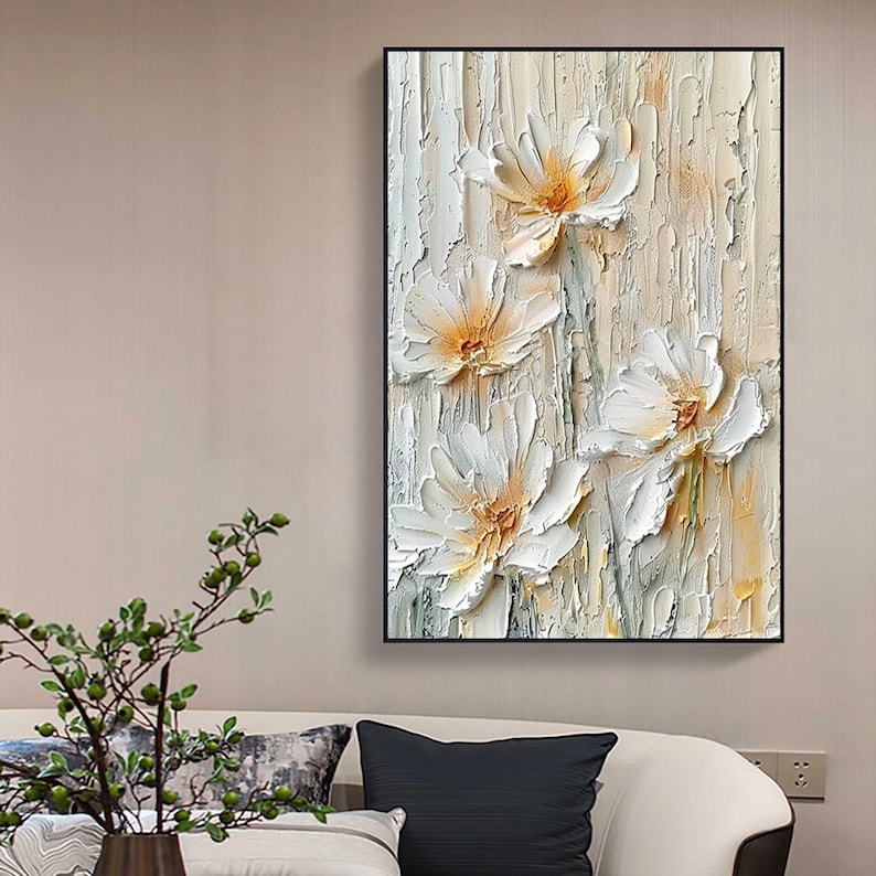 Impasto Flower Oil Painting on Canvas, Abstract Floral Wall Art - Etsy