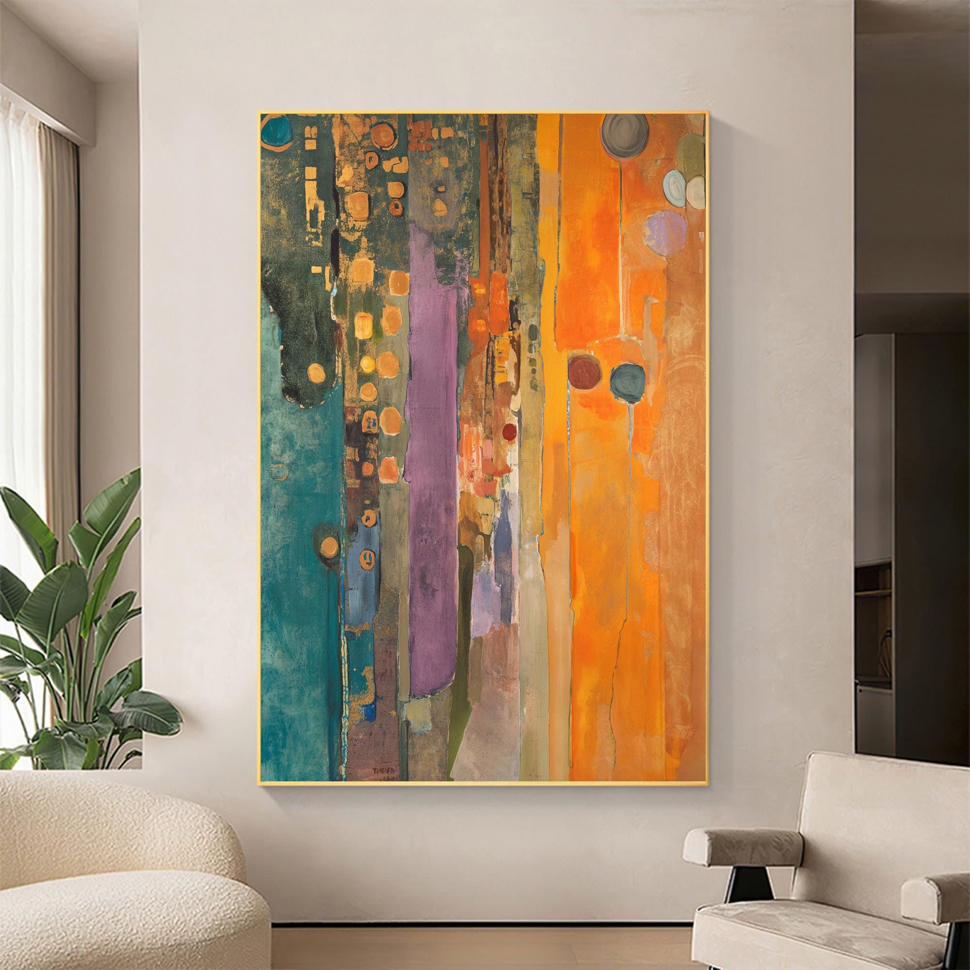 Original Abstract Oil Painting on Canvas, Colorful Boho Wall Art - Etsy