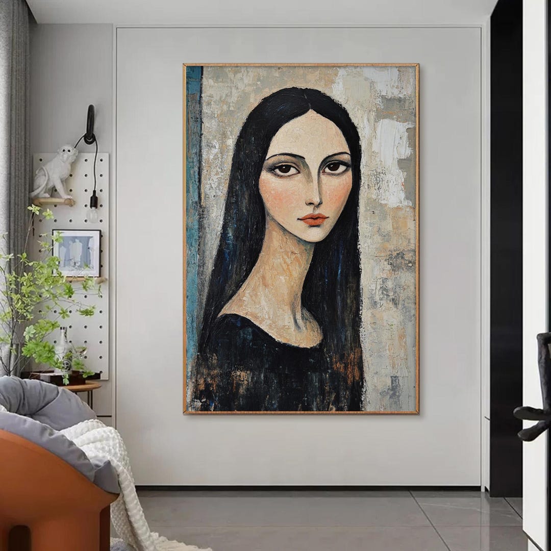 Original Abstract Woman Oil Painting, Textured Portrait Wall Art - Etsy