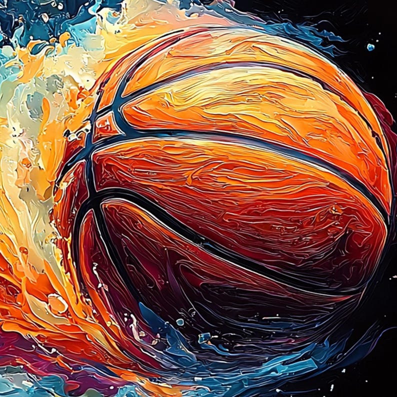 Abstract Basketball Oil Painting, Large Textured Canvas Wall Art - Etsy