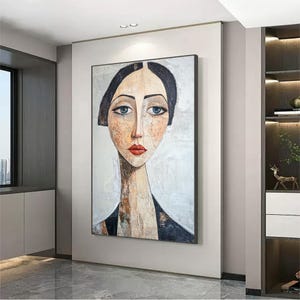 Abstract Female Portrait Oil Painting on Canvas, Modern Wall Art - Etsy