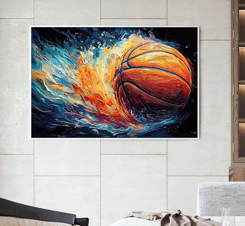 Abstract Basketball Oil Painting, Large Textured Canvas Wall Art - Etsy