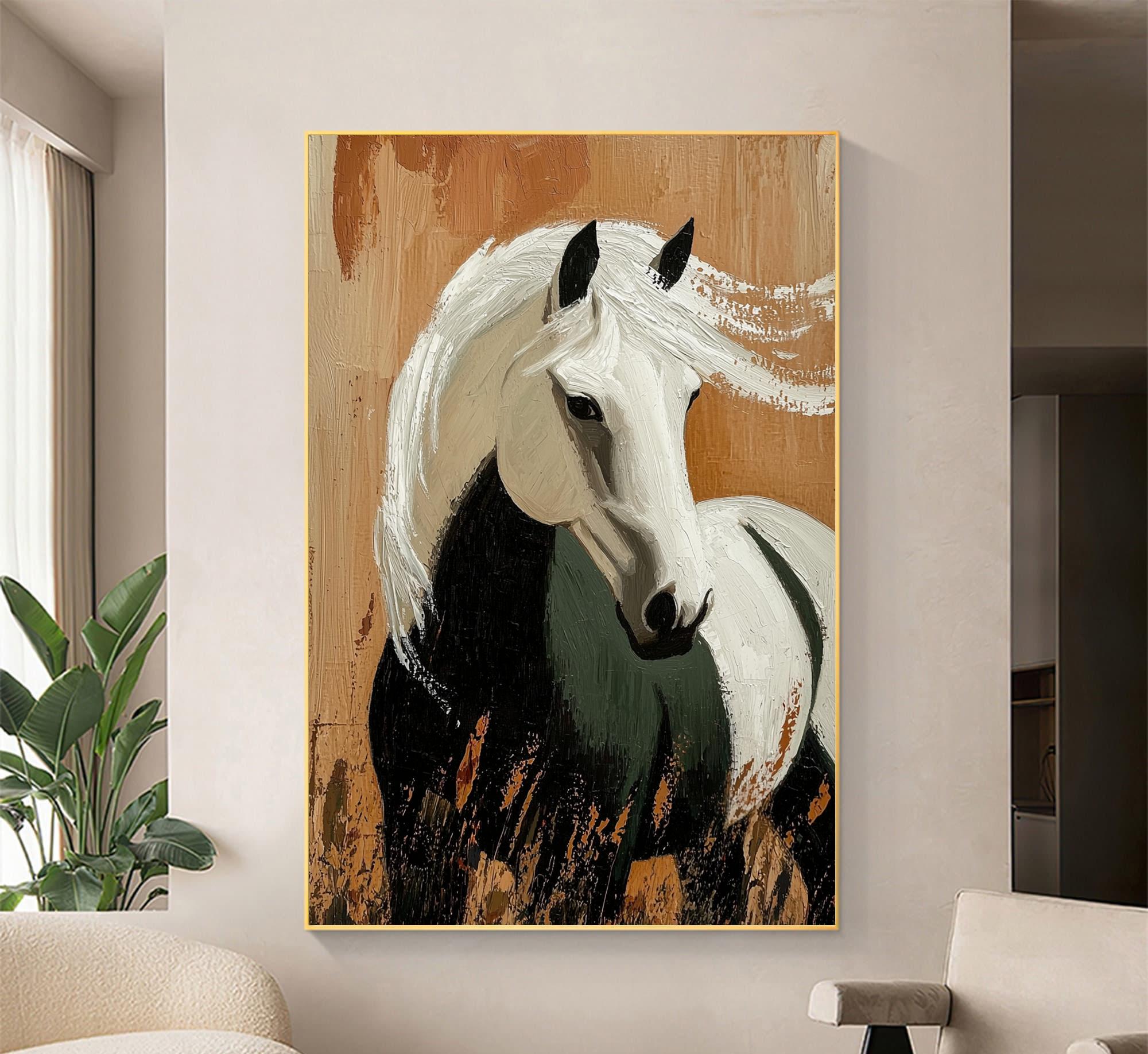 Textured Horse Oil Painting on Canvas, Abstract 3D Wall Art - Etsy
