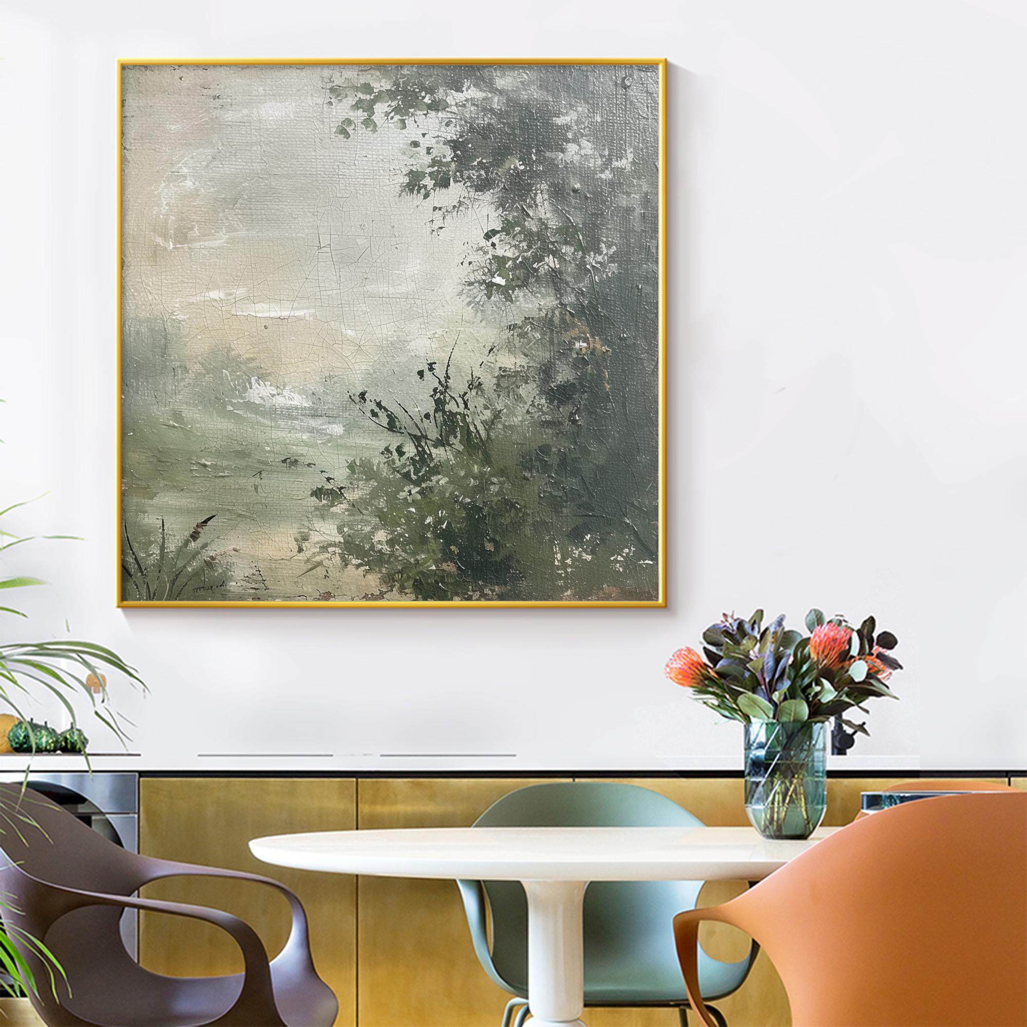 Original Landscape Oil Painting on Canvas, Abstract Green Forest Wall ...