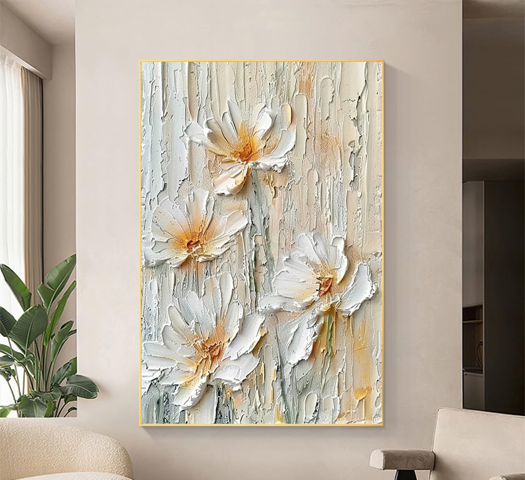 Impasto Flower Oil Painting on Canvas, Abstract Floral Wall Art - Etsy