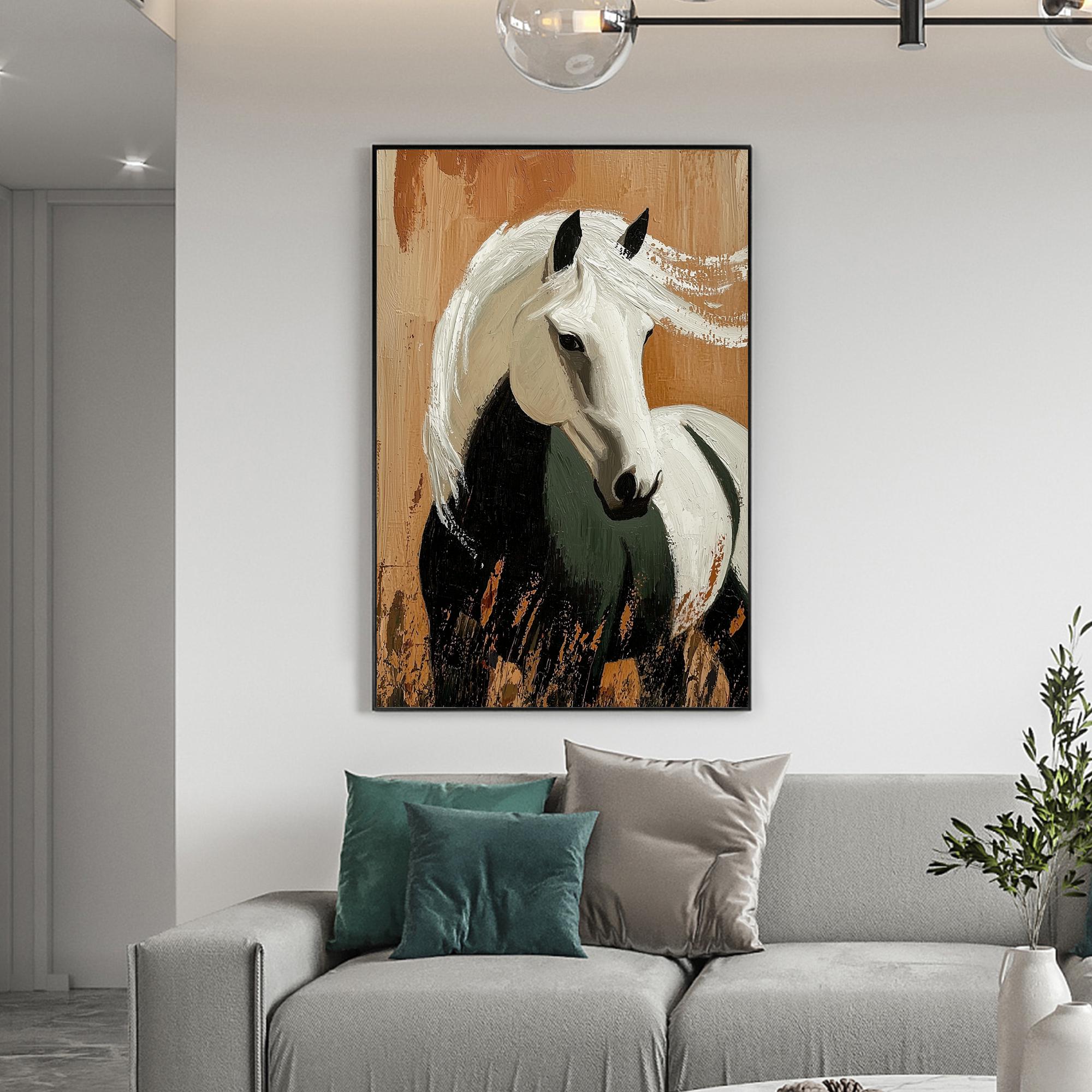 Textured Horse Oil Painting on Canvas, Abstract 3D Wall Art - Etsy