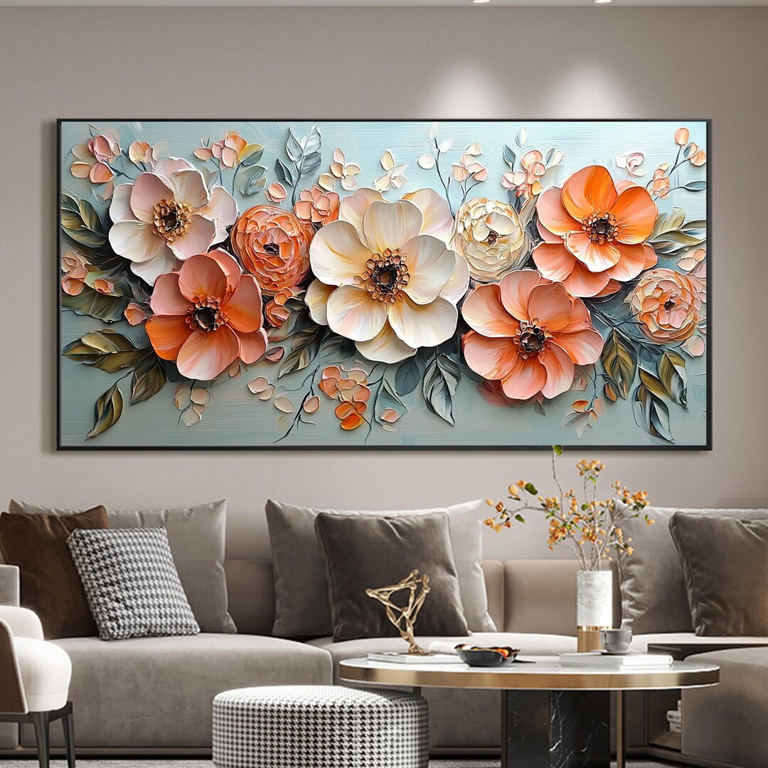 3D Texture Flower Oil Painting on Canvas, Abstract Blossom Wall Art - Etsy