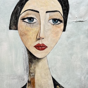 Abstract Female Portrait Oil Painting on Canvas, Modern Wall Art - Etsy