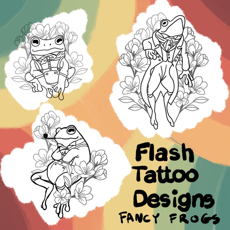 Tattoo Flash Designs ~ Fancy Frog Collection - Etsy