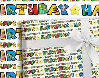 Carta da regalo con lettere di Mario STAMPATA E SPEDITA per feste di compleanno per bambine e bambini, per bambini felici e carini, film Luigi, principessa Bowser
