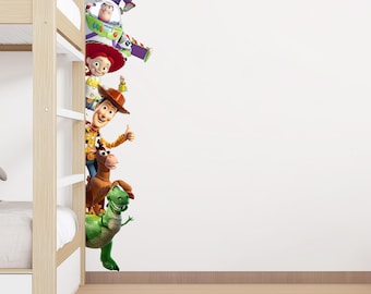 Toy Story Peeping Characters Vinyl Wall Stickers Baby Kids Bedroom Decoration Poster Buzz Woody Jessie Rex Party Room Door Girls Boys Game