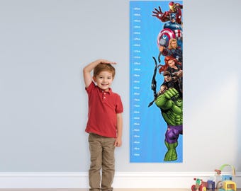 Marvel Avengers D1 Height Chart Characters Wall Kids Bedroom Decoration Poster Boys Girls Ironman Hulk Captain America Thor Black Widow