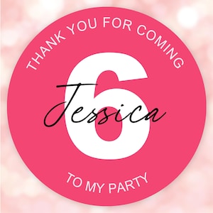 24x Solid Colour Thank You For Coming To My Birthday Personalised Stickers Glossy Vinyl Circular Labels Gifts Party Favours Girls Boy Sweets