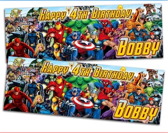 Comic Avengers Banner Party Birthday Marvel Superhero Kids Game Movie Girls Boys Party Paper Celebration Happy Unisex Ironman Spiderman Hulk