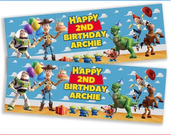 Toy Story D2 Personalised Banner Birthday Girls Boys Party Paper Birthday Celebration Happy Kids Unisex Game Movie Buzz Woody