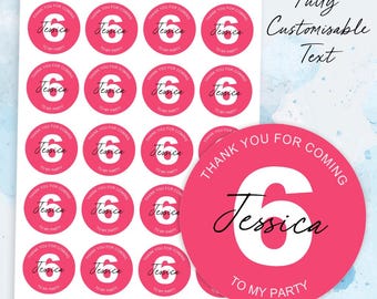 24x Solid Colour Thank You For Coming To My Birthday Personalised Stickers Glossy Vinyl Circular Labels Gifts Party Favours Girls Boy Sweets