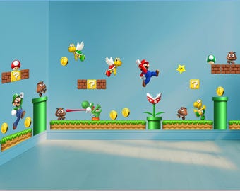 Super Mario Wall Decals, Strong Vinyl Kids Room Decor